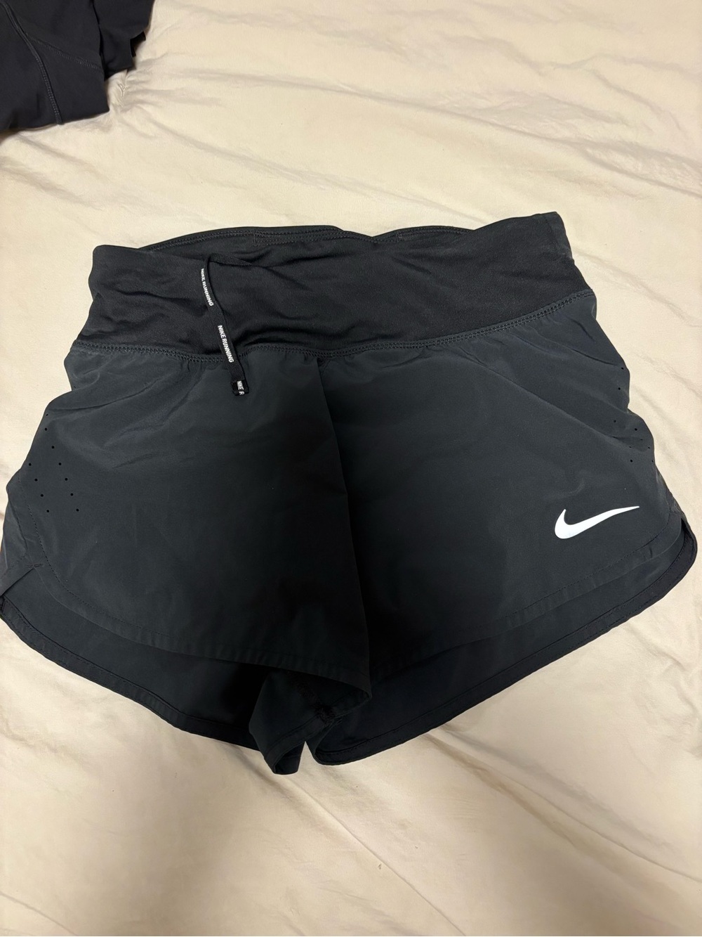 Nike Women's Black Running Shorts with White Swoosh